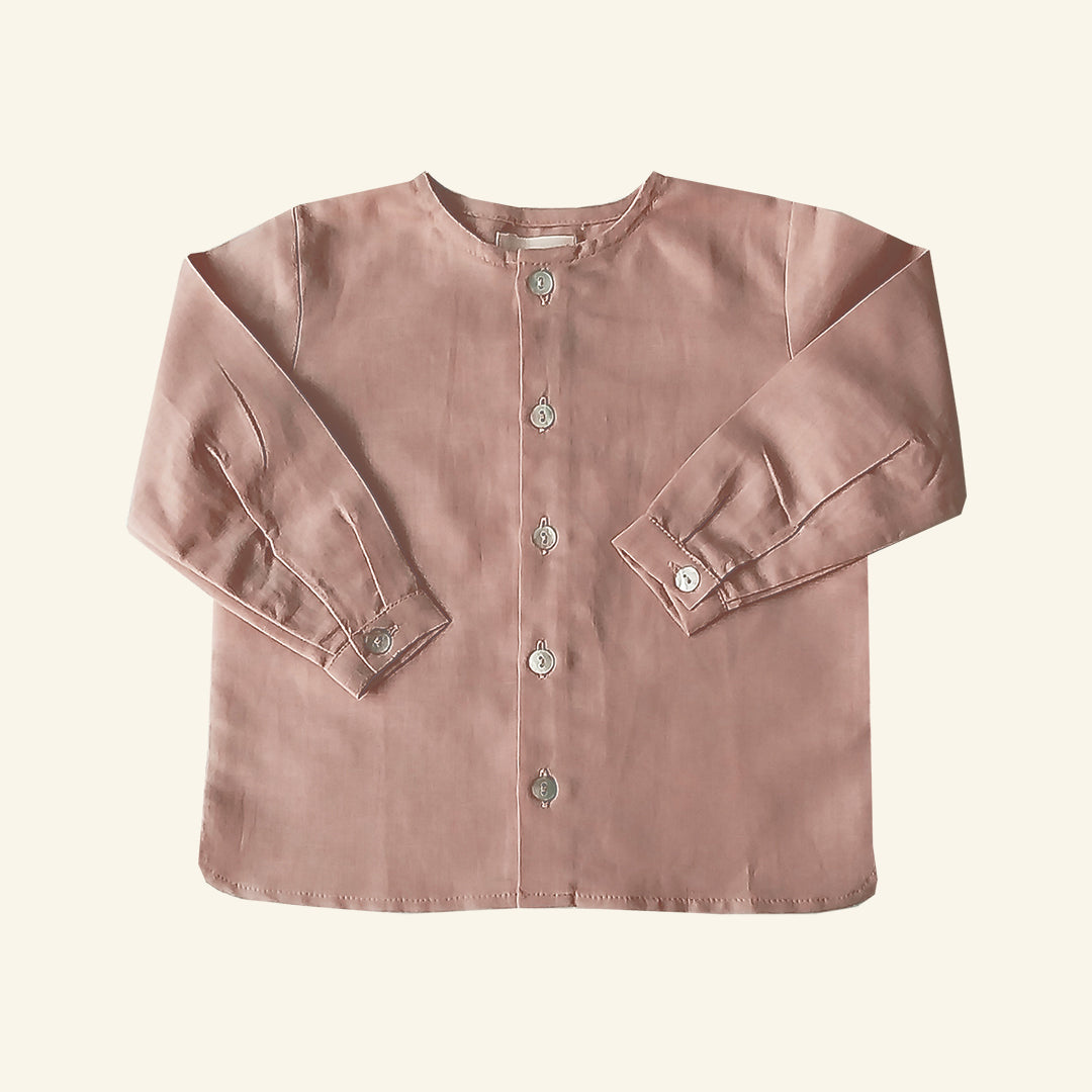 Camisa polera lino rosa